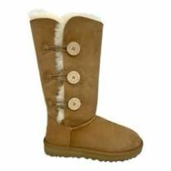 UGG Shoes - Ugg Eva Brown Suede and Shearling Button Up Boots Womens size 8